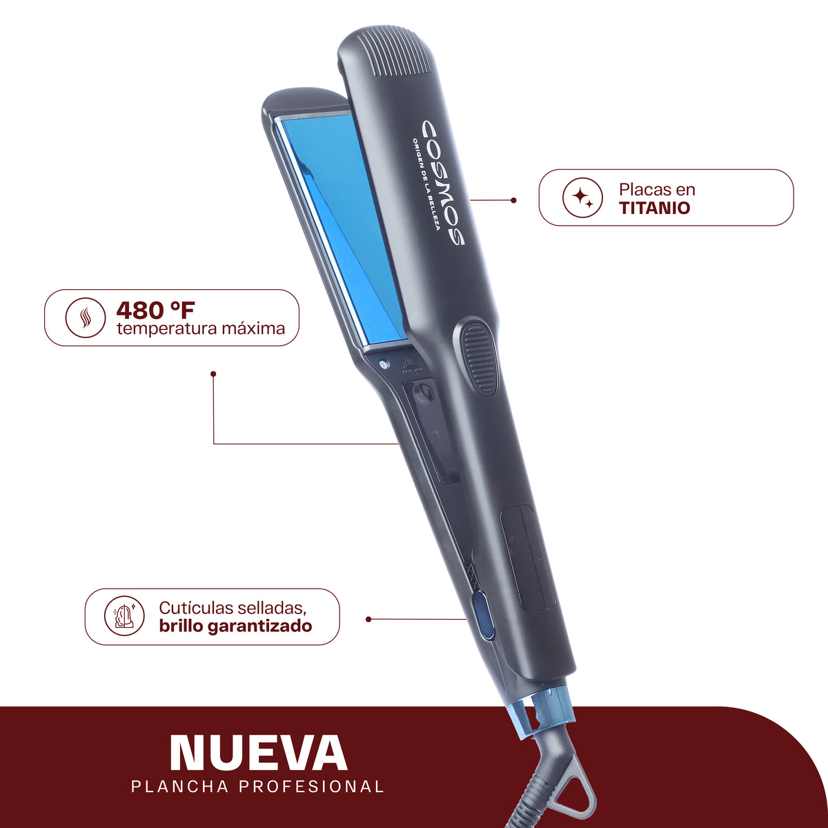 Plancha Profesional En Titanio Pollux Ancha